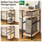 Costway Wooden Industrial L-Shaped Desk with Storage Shelves-Natural