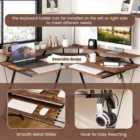 Costway L-shaped Computer Desk with Power Outlet and Monitor Stand-Rustic Brown
