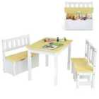 Costway 2-In-1 Wooden Toddler Activity Table Set with Toy Storage Bench-Natural