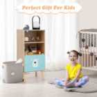 Costway 3-Tier Wood Kids Storage Shelf with Storage Drawer-Natural