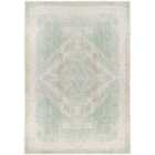 Kukoon Pastel Green Distressed Persian Medallion Non Slip Washable Low Pile Rug 80x150