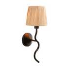 Wriggle Wall Lamp With Shade Matt Black Natural Raffia 1X E14