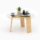 Costway Round Coffee Table with Rubber Wood Tripod Support Frame-Natural
