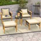 Costway Wicker Woven Chair Set with Coffee Table and 2 Ottomans-Brown