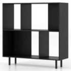 Costway Mid Century Modern Minimalist Cube Bookshelf with 4 Compartments-Black