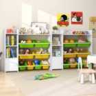 Costway Kids Bookshelf Toy Storage Organizer with Storage Boxes and Open Shelves-Multicolor