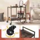 Costway Rolling Buffet Serving Bar Cart with Removable Wine Rack-Rustic Brown