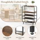 Costway Freestanding Floor 5-Tier Wine Shelf with Glass Holders-Rustic Brown