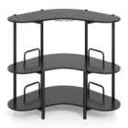 Costway 3-Tier Home Bar Unit with Stemware Racks and Storage Shelves-Black