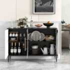 Costway Sideboard Cabinet with Tempered Glass Door-Black & White