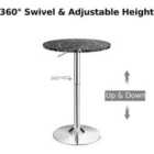 Costway Set of 2 Modern Bar Table Adjustable Swivel with Marble Patterns-Black