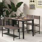 Costway 4-Piece Dining Table Set with Storage Shelf and Metal Frame-Grey