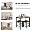 Costway 3 Piece Dining Table Set with 2 Faux Leather Backless Stools-Coffee