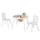 Costway 3pcs Wooden Kid's Activity Table Set with Mesh Storage-White