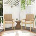 Costway Wood Chair Set of 2 with Paper Rope Woven Seat-Natural
