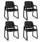 Costway Set of 4 Reception Guest Chair with Padded Armrests-Black