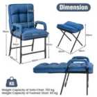 Costway Modern Accent Chair Linen Fabric Arm Chair with Ottoman-Blue