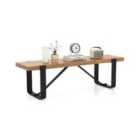 Costway 152cm Long Hallway Bench with Metal Frame 300kg Load Bearing-Natural