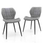 Costway Set of 2 Dining Chairs Retro Kitchen Chairs with Padded Back-Grey-2 Pack