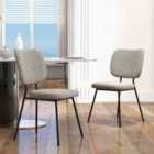 Costway Modern Fabric Dining Chair Set of 2 with Linen Fabric-Grey