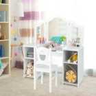 Costway Kids Makeup Desk and Chair Set with Tri-Folding Detachable Mirror-White