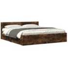 vidaXL Bed Frame with Headboard without Mattress Smoked Oak 200x200 cm (3295538)