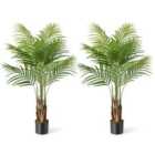 Costway 128CM Tall Artificial Palm Paradise Plant with 12 PEVA Leaves and Wide Stable Pot-Green