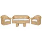 Beliani Garden Lounge Set With Table 5 Seater Livadeia Rattan Natural