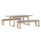 Beliani Garden Dining Set With Benches 6 Seater Oria Concrete Grey