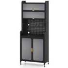 Costway Kitchen Pantry Storage Cabinet with Large Countertop-Black