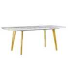 Beliani Extending Dining Table MOSBY White/ Gold 160/200 cm 90 cm