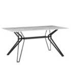 Beliani Dining Table BALLINA White 160 cm 90 cm Tempered Glass