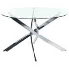 Beliani Dining Table MARAMO Silver 120 cm 120 cm Tempered Glass