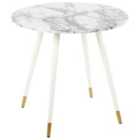 Beliani Dining Table GUTIERE White Marble 80 cm 80 cm