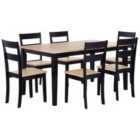 Beliani Dining Set GEORGIA Wood Brown/ Black 6 Seater