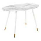 Beliani Dining Table GUTIERE White Marble 120 cm 70 cm