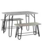 Beliani Dining Set KEMPTON Light Grey 4 Seater