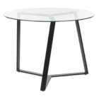 Beliani Dining Table KEBRI Black 100 cm 100 cm Tempered Glass