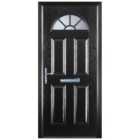 Door-Stop 4 Panel Sunburst Black Right Hand GRP Composite Door with Colour-Matched Frame - 2100mm