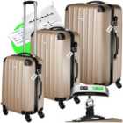 Tectake Suitcases Set Of 3 Yellow - Scale, Luggage Tag, Lock Included, Swivel Wheels