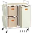 Songmicshome 100 L Laundry Hamper With 3 Compartmentsnatural Beige, Camel Brown And Cream White