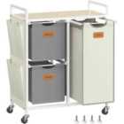 Songmicshome 100 L Laundry Hamper With 3 Compartmentsnatural Beige, Dove Grey And Cream White