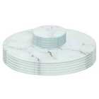 12Pc Round Glass Placemats & Round Coasters Set - 30Cm - Marble