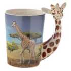 Puckator Giraffe Savannah Decal Ceramic Shaped Handle Mug