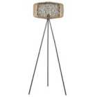 Beliani Floor Lamp Javari Bamboo Wood Black