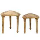 Beliani Set of 2 Side Tables SAORA Mango Wood Light Brown