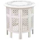 Beliani Side Table ELARA Mango Wood White