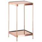 Beliani Side Table ALSEA Tempered Glass Copper
