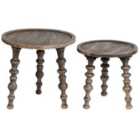 Beliani Set of 2 Side Tables MARNOO Mango Wood Dark Brown