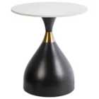 Beliani Side Table ITUNA Ceramic Black/ White